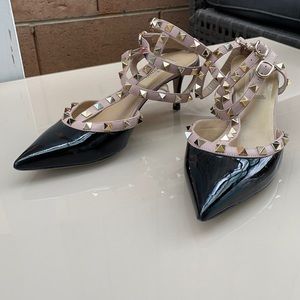 Valentino Rockstud black kitten heel 36.5/ 6.5